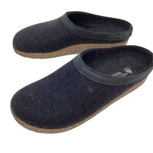 Haflinger Grizzly Torben Pure Wool Mens 44 Slip On Clogs Cork Rubber
